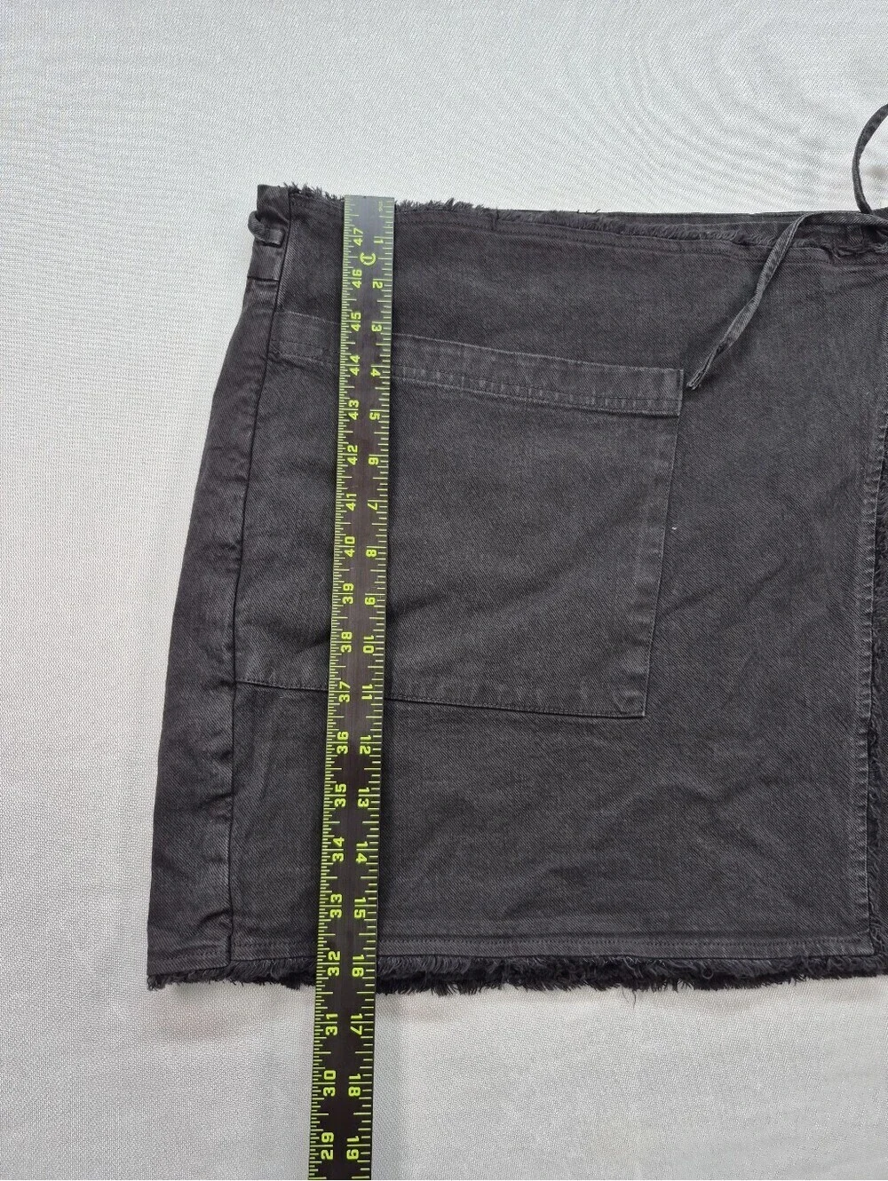 Splendid Women's Large Black Denim Distessed Faux Wrap Mini Skirt NWT $98